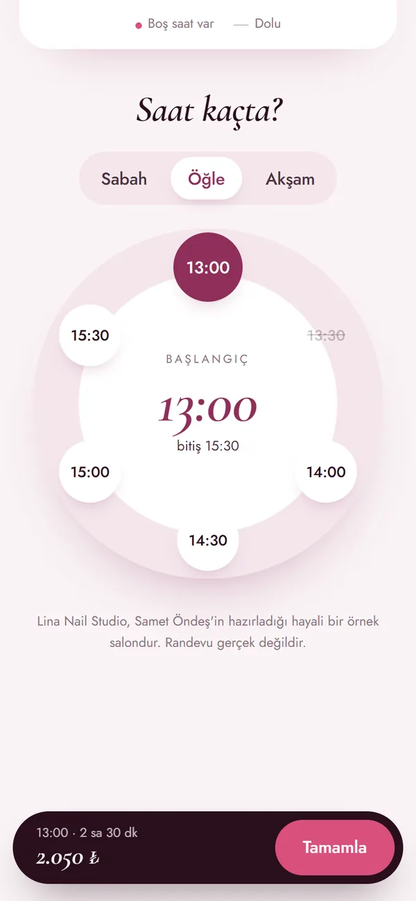 Lina Nail Studio saat kadranı